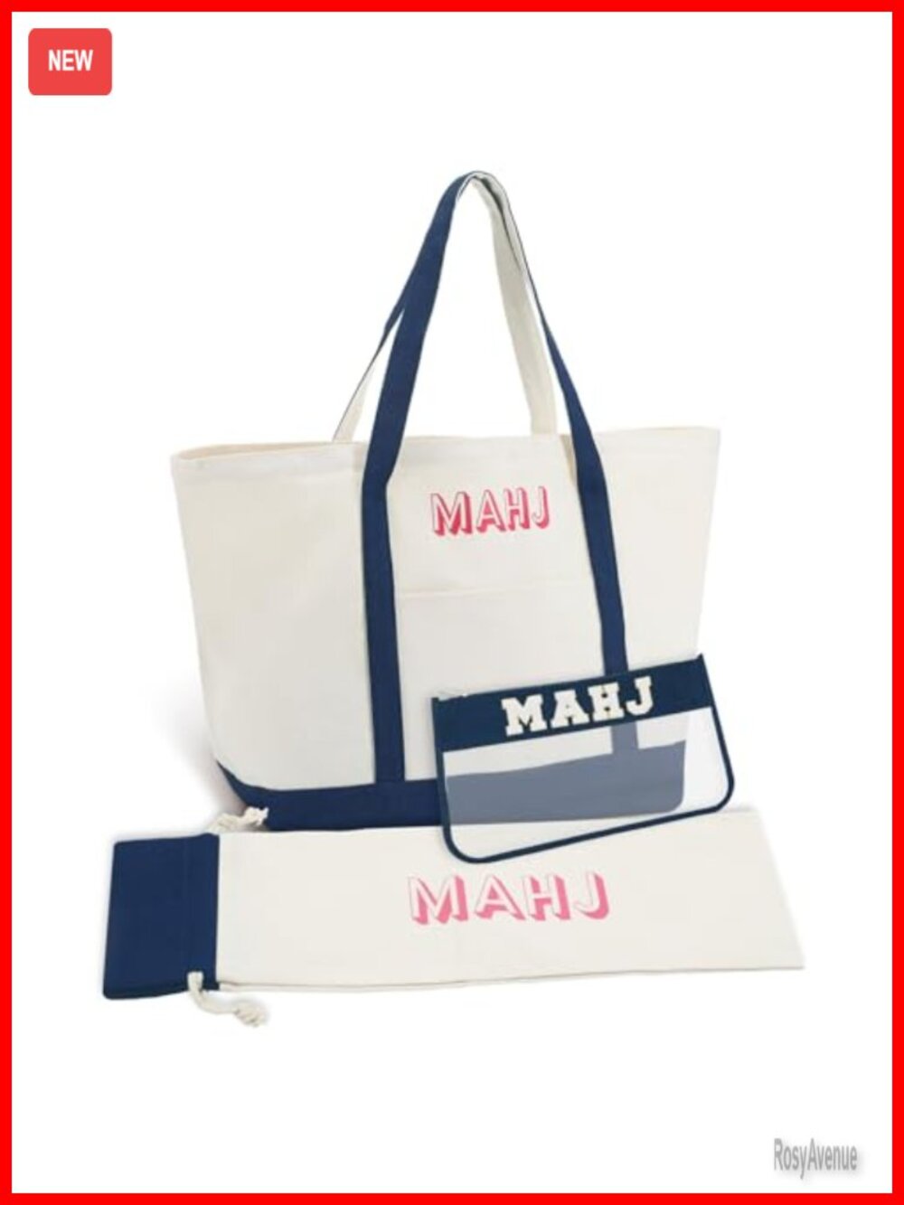 Sunnymove Mahjong Bag Set 3 Pcs Canvas Storage Bags for Tiles Racks